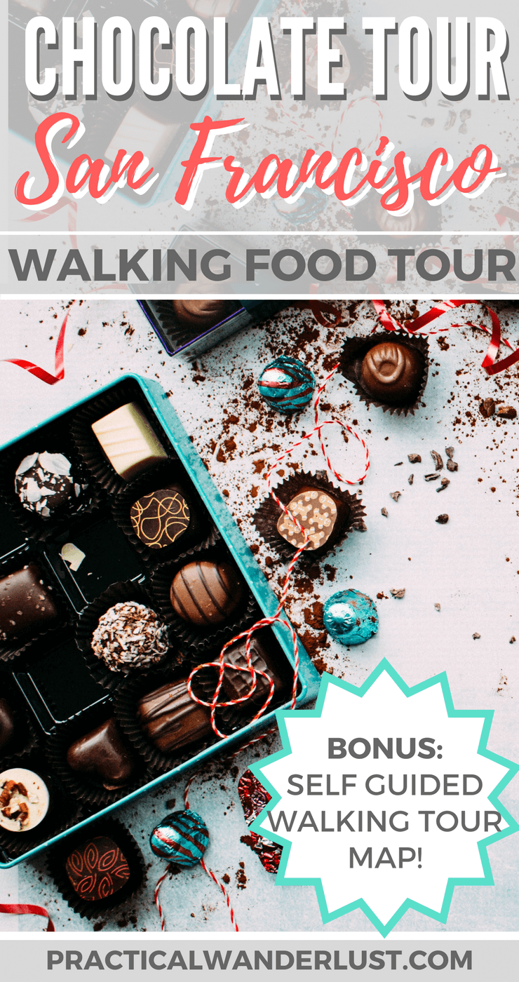 The Ultra Chocolate Tour of San Francisco, California combines booze & chocolate for a delicious walking food tour of San Francisco! Do you like wine & chocolate? What about gin & chocolate? It's surprisingly good! Read more & download the self-guided San Francisco walking tour PDF at Practical Wanderlust!