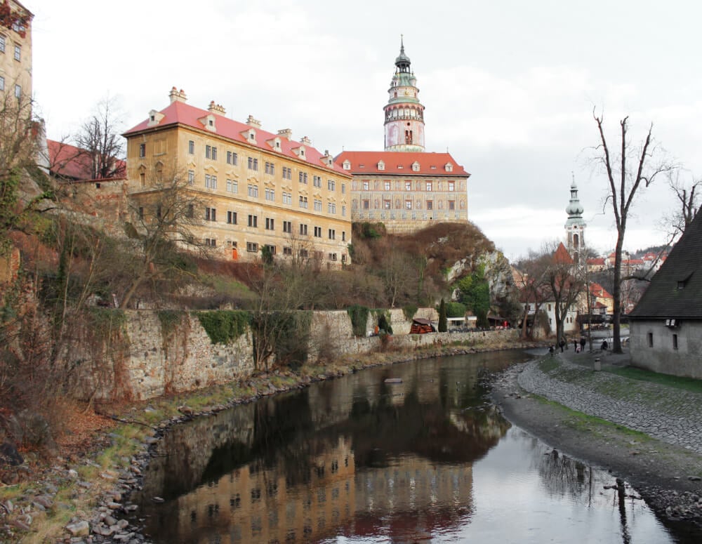 The castle reflected in the river in Cesky Krumlov, a UNESCO world heritage site in the Czech Republic.