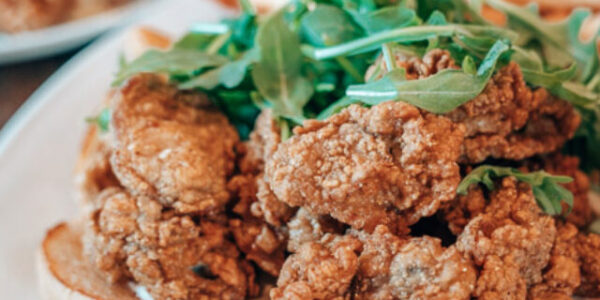 Fried oyster po-boy in New Orleans, Louisiana.