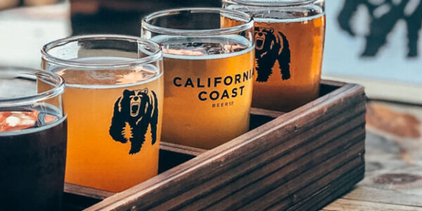 California Coast Brewing Company brewery beer flight in Paso Robles, California.