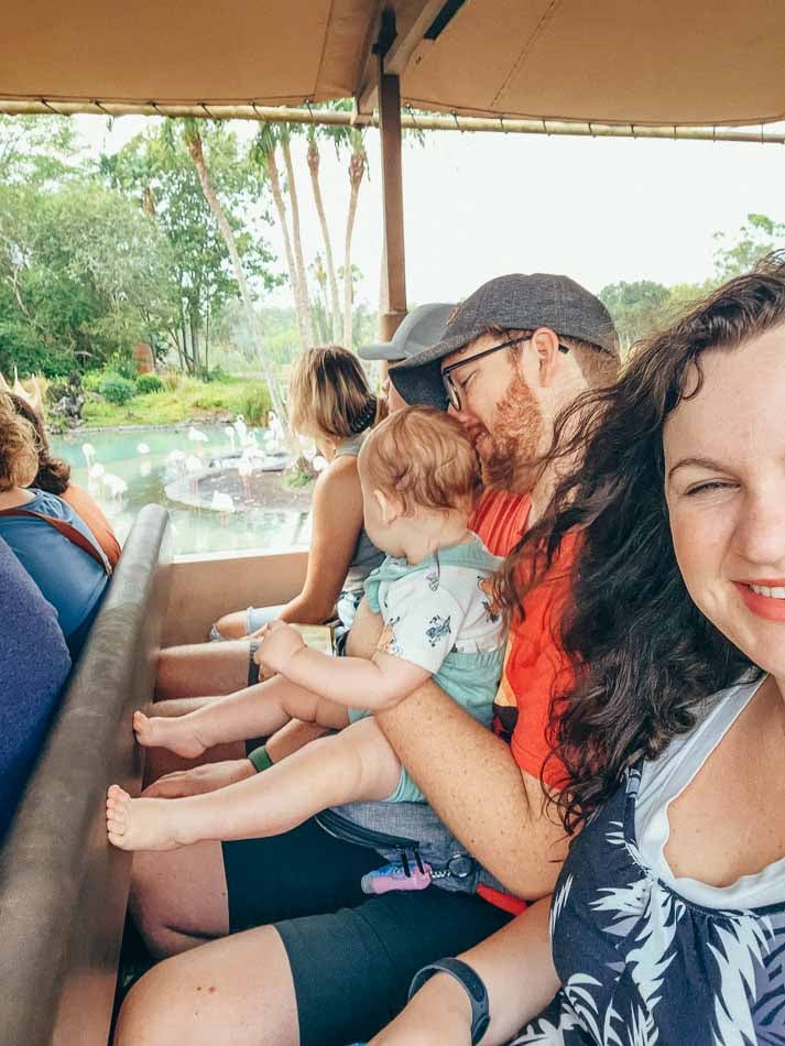 Family on Kilimanjaro Safaris in Animal Kingdom, Disney World Resort, Florida