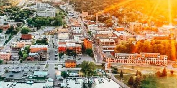 aerial view of marquette michigan