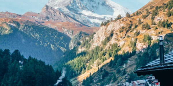 the matterhorn in the morning over zermatt