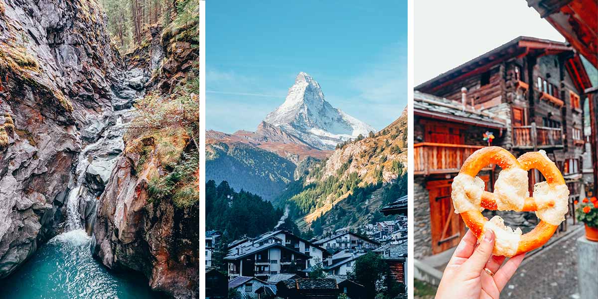 The famous snow-capped Matterhorn mountain. Moss-covered gorges with turquoise blue water below. Shimmering alpine lakes. Zermatt, located in the south of Switzerland by the Italian border, is a city as iconic as Switzerland itself thanks to the snowy peaks of the Matterhorn. Even if you've never heard of Switzerland you've probably seen the silhouette of the Matterhorn on a Toblerone which makes it, yes, candy famous. And though the Matterhorn is the main draw in this touristy town, there are so many things to do in Zermatt, Switzerland!